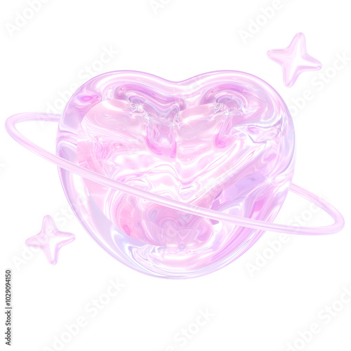 3D Holographic Pink Crystal Elements 