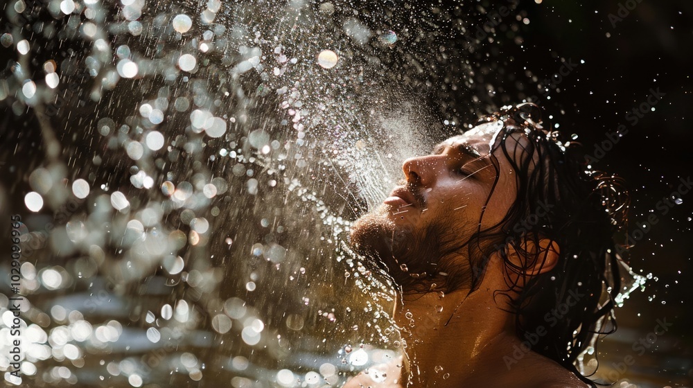 Obraz premium Jesus during baptism