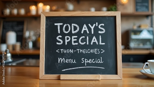 Caf chalkboard sign with Todays Special in bold and menu below