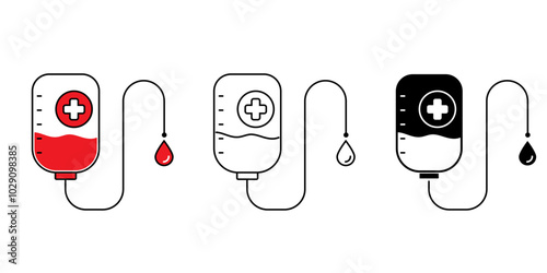 Blood donation icon set, Transfusion symbol isolated background, Plasma donate flat simple infographics design template. vector illustration.