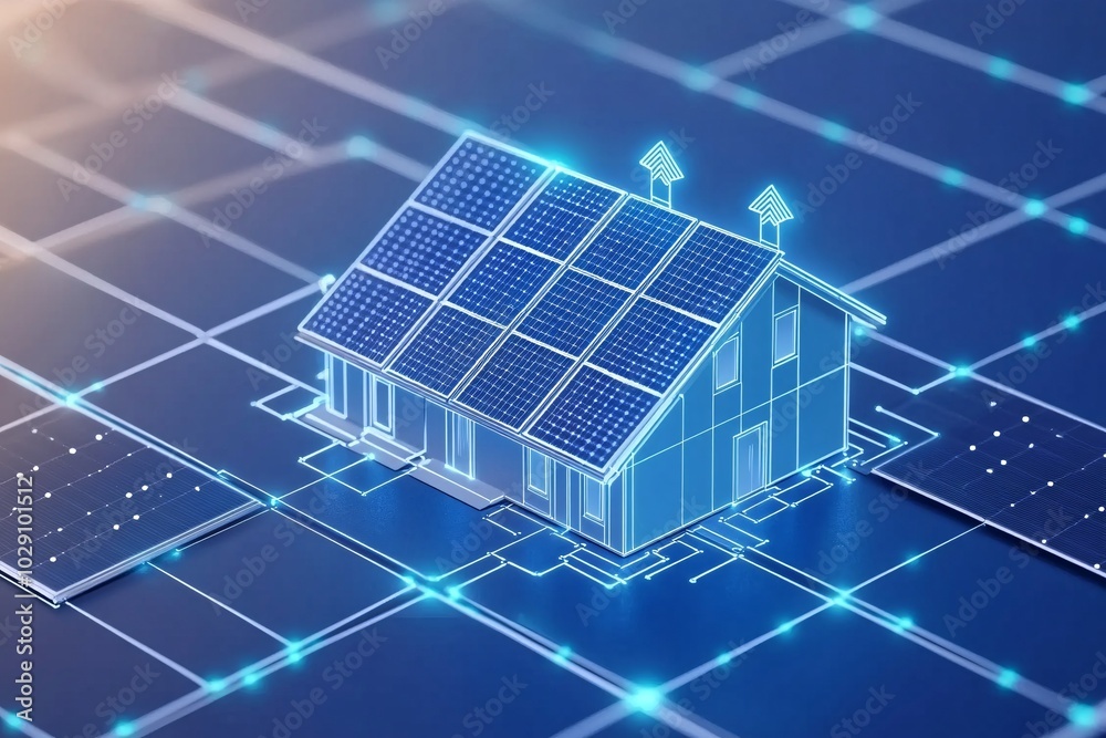 A visualization of energy flow from solar panels A visualization of energy flow from solar panels