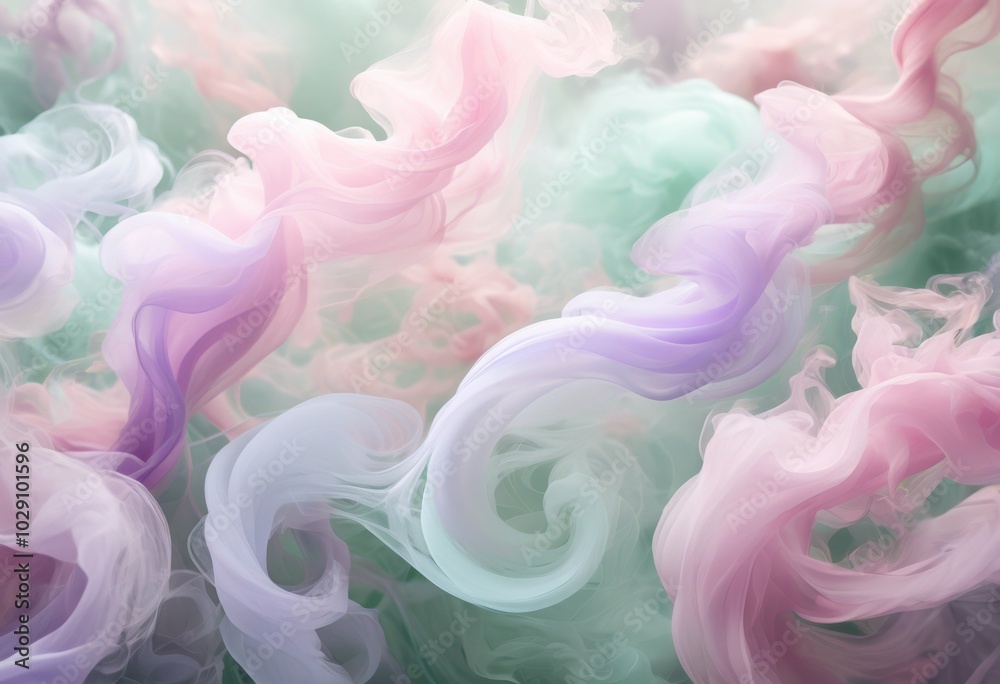 Fototapeta premium striking enchantment smoke swirls gentle pastel colors capturing ethereal beauty delicate whirls, hue, art, visual, phenomenon, curl, aesthetic, movement