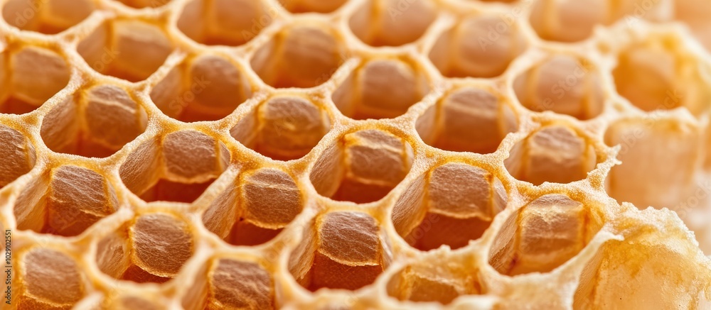 Detailed view of honeycomb reveals the exquisite patterns formed by nature's craftsmanship Detailed view of honeycomb reveals the exquisite patterns formed by nature's craftsmanship