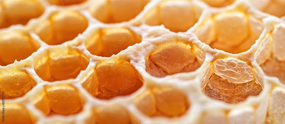 Close-up shot of delicate honeycomb patterns showcasing intricate structure and natural beauty Close-up shot of delicate honeycomb patterns showcasing intricate structure and natural beauty