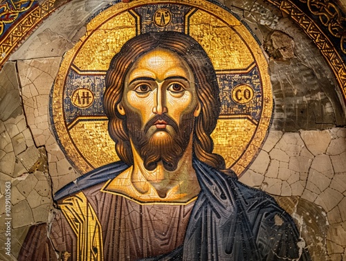 Jesus in traditional Eastern Orthodox iconography photo