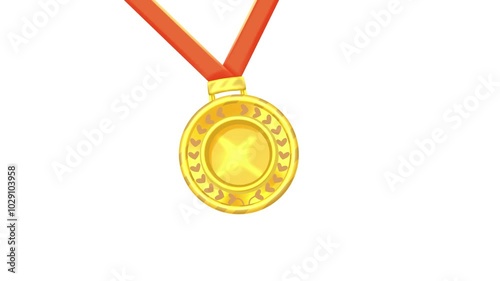 loop animation of a gold medal with a white background