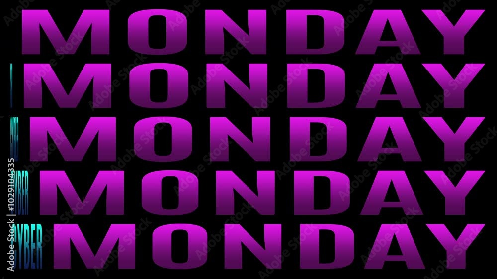 Cyber Monday Kinetic Title On Black Background Loop