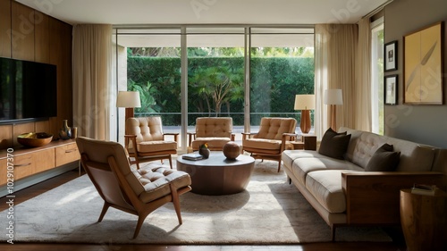 midcentury living room interior