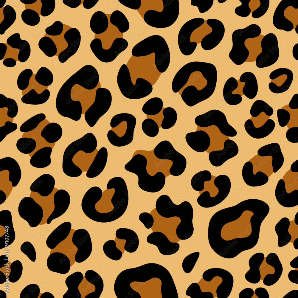 Leopard skin seamless pattern. Hand drawn animalistic vector illustration Leopard skin seamless pattern. Hand drawn animalistic vector illustration
