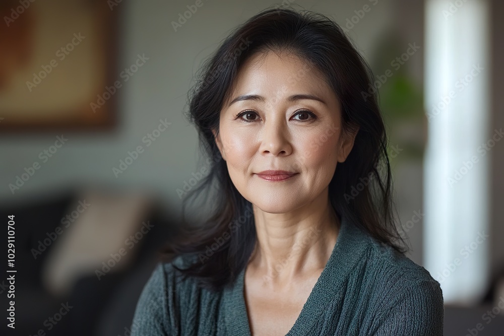 Asian Woman Resting After Cleaning Asian Woman Resting After Cleaning