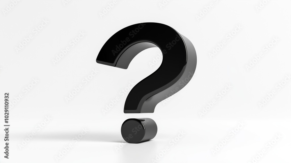 Black question mark sign on a white background. Modern 3D black question mark. Black question mark sign on a white background. Modern 3D black question mark.