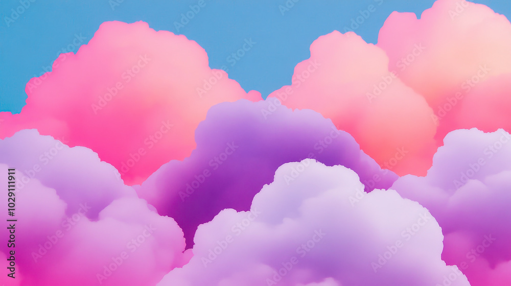 Dreamy pastel clouds against a clear blue sky in a whimsical landscape Dreamy pastel clouds against a clear blue sky in a whimsical landscape