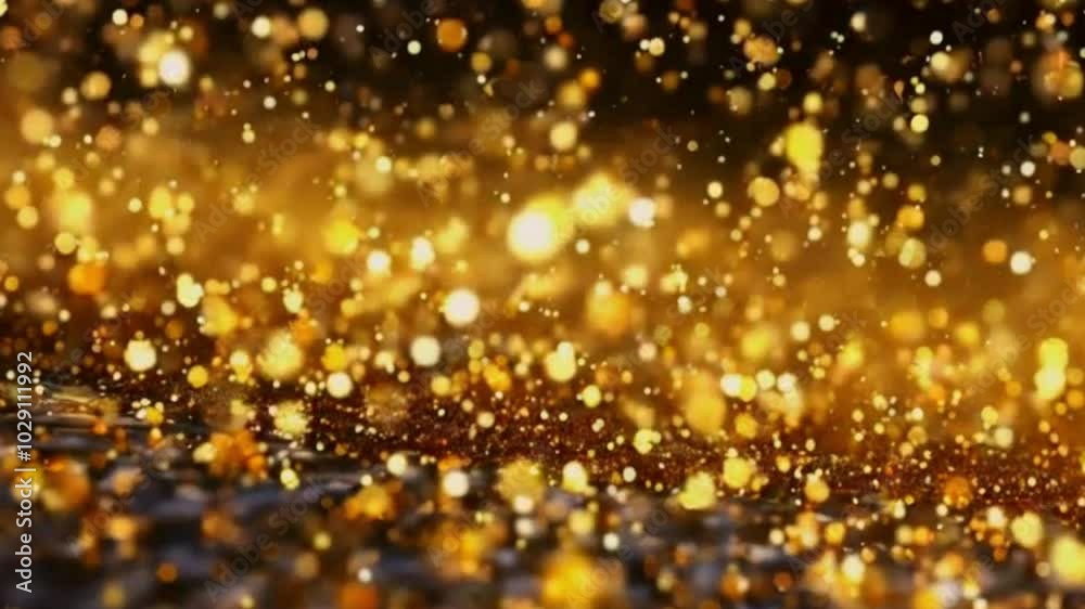 Golden Sparkles Shower or Sparkling Effects In Slow Motion Golden Sparkles Shower or Sparkling Effects In Slow Motion