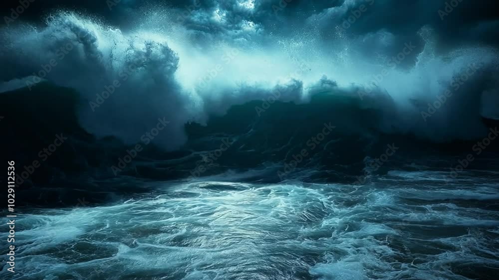 Stormy Ocean with Huge Waves footage