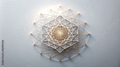 A serene abstract composition with minimal geometric shapes and a white light backdrop.