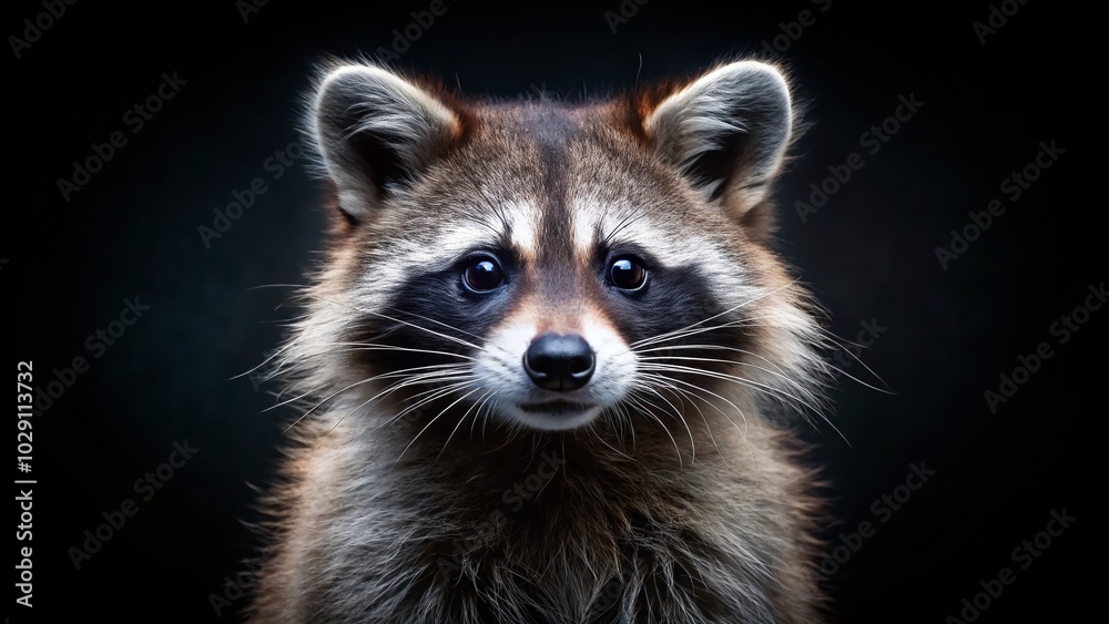 Obraz premium Raccoon Portrait on Black Background - Captivating Wildlife Photography