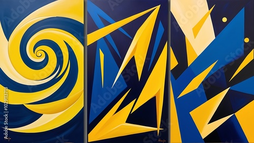 Wallpaper Mural three abstract geometric art illustrations. wellpaper wall decor Torontodigital.ca
