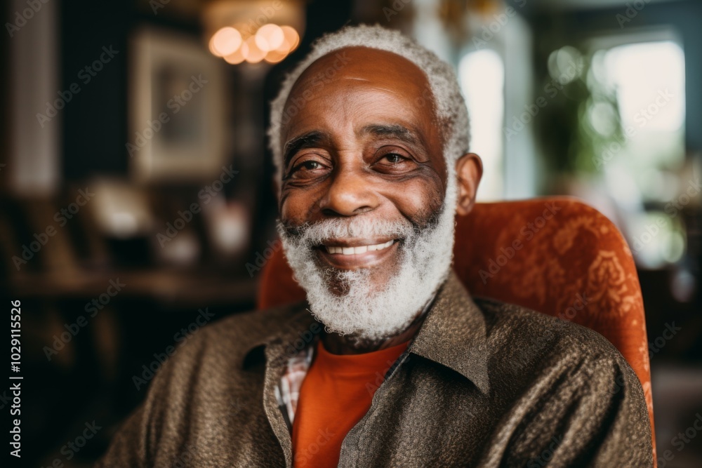 Portrait of a elderly African American man smiling in nursing home Portrait of a elderly African American man smiling in nursing home