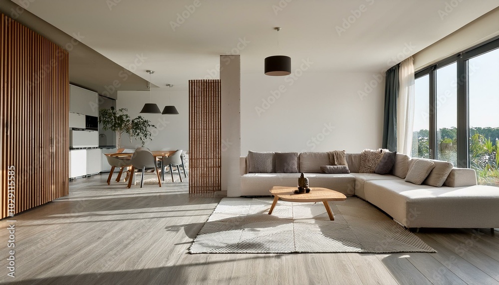 Minimalist interior design of modern living room.