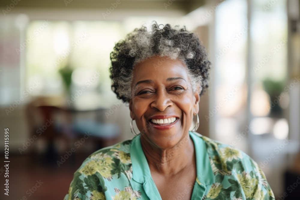 Portrait of a elderly African American woman smiling in nursing home Portrait of a elderly African American woman smiling in nursing home