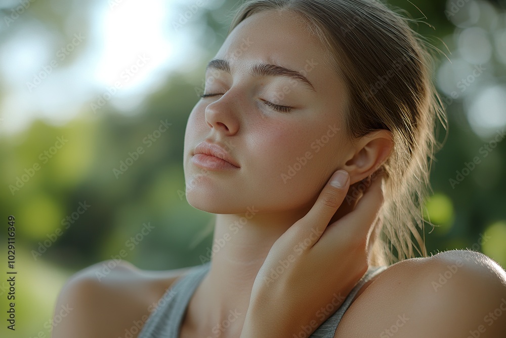 Woman Massaging Sore Shoulder for Pain Relief