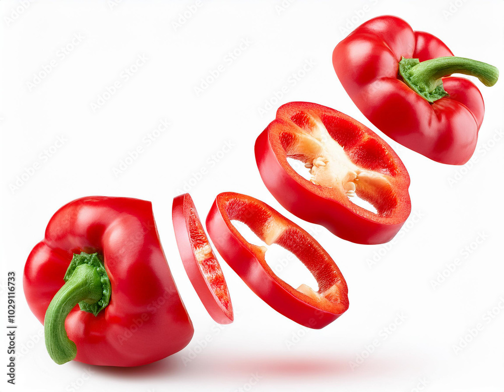 Fresh red pepper on white background, isolated. Fresh red pepper on white background, isolated.
