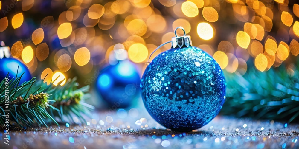 Realistic Vector Blue Christmas Ball with Tilt-Shift Photography Effect for Festive Decorations Realistic Vector Blue Christmas Ball with Tilt-Shift Photography Effect for Festive Decorations