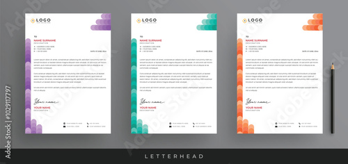 Modern Creative and Clean Corporate Business Letterhead Design, Minimalist Letterhead Template, Three Color Variation Creative Letterhead Template Design