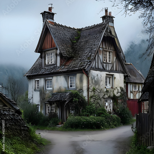 old english village and old house in the village 