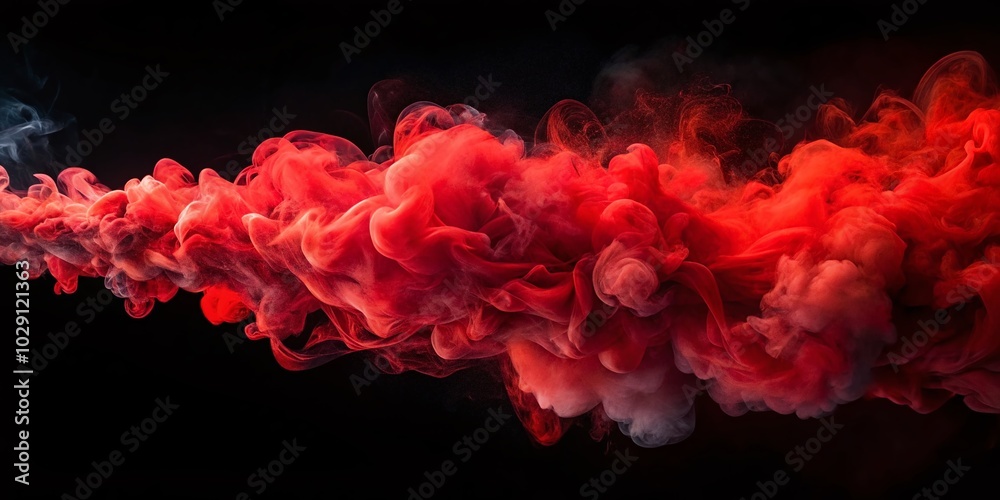 Fototapeta premium Red Smoke on Black Background - Dramatic Drone Photography for Visual Impact