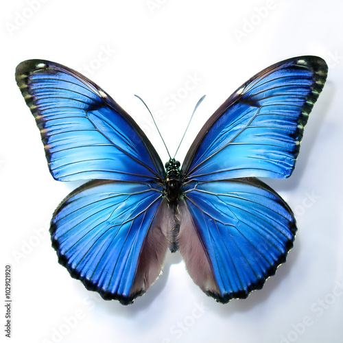 a blue butterfly, isolated on white background