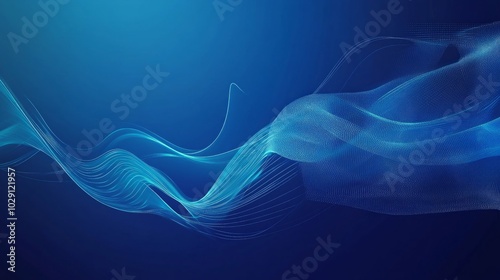 Abstract tech background with vibrant blue data particles and subtle connections, creating a futuristic look
