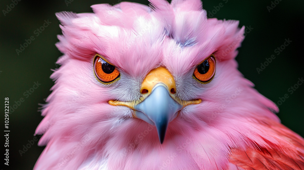 Close-Up of Pink Hawk with Fierce Expression Close-Up of Pink Hawk with Fierce Expression
