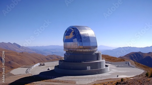 Modern Telescope Dome on Mountaintop photo