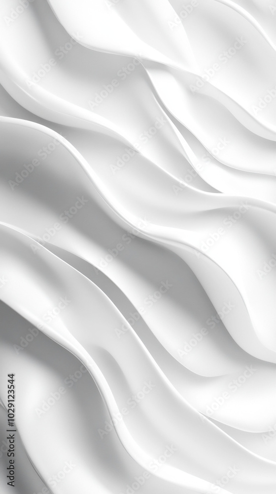 Fototapeta premium Abstract flowing white waves create a serene and minimalist texture, offering a sense of calm and elegance in design