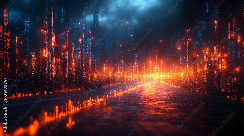 Fototapeta premium Energy Networks Merging with Digital Market Signals