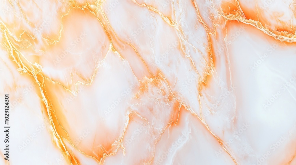 Fototapeta premium Marble with a soft off-white color and golden orange accents.