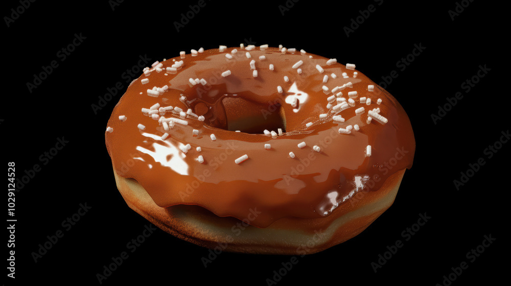 Delicious chocolate glazed donut topped with sprinkles, showcasing tempting and appetizing appearance. Perfect for dessert lovers and sweet treats enthusiasts Delicious chocolate glazed donut topped with sprinkles, showcasing tempting and appetizing appearance. Perfect for dessert lovers and sweet treats enthusiasts