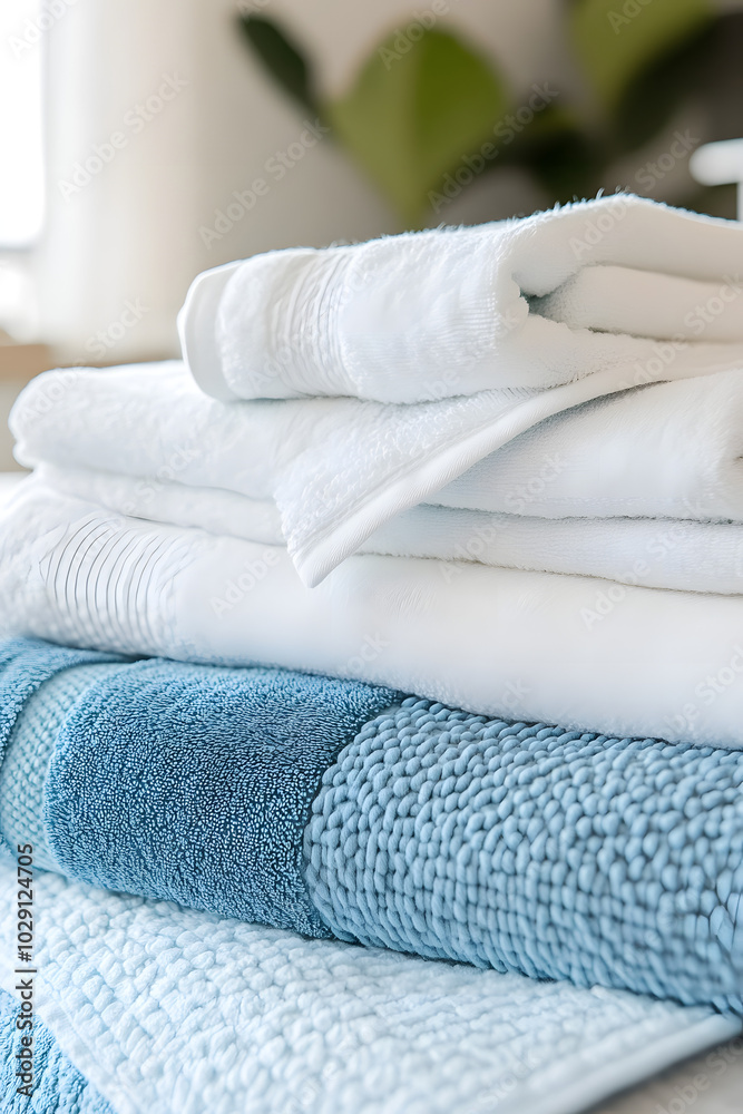 pile and stack of towels in blue shades pile and stack of towels in blue shades