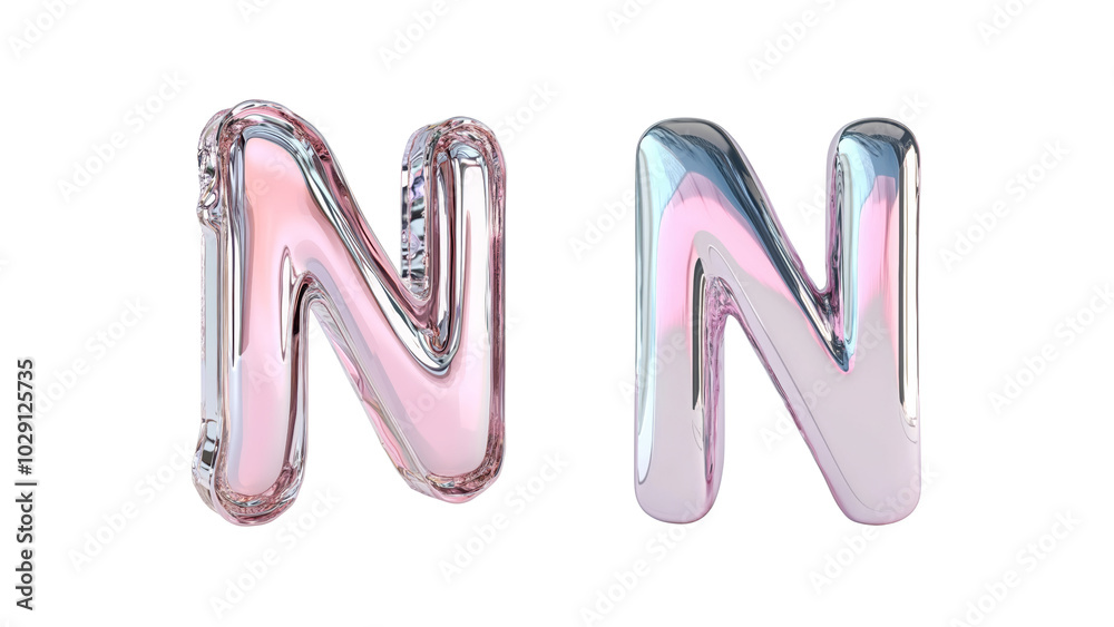 Colorful Metallic Balloon Letters N Colorful Metallic Balloon Letters N