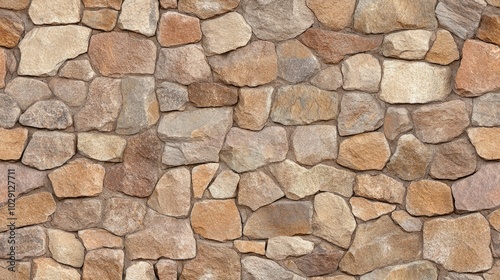 This seamless texture showcases a brown rock wall featuring weathered stones of various sizes and chipped edges, ideal for realistic design applications or backgrounds SEAMLESS PATTERN photo