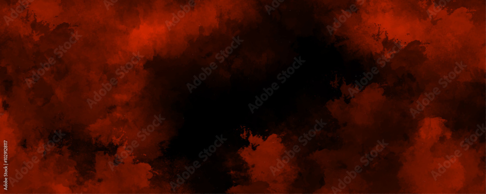 Dark scarlet red smokey fantasy watercolor background abstract fire flame grunge texture vector design. Old vintage grunge pattern distressed bright red paper stylist modern red texture background.