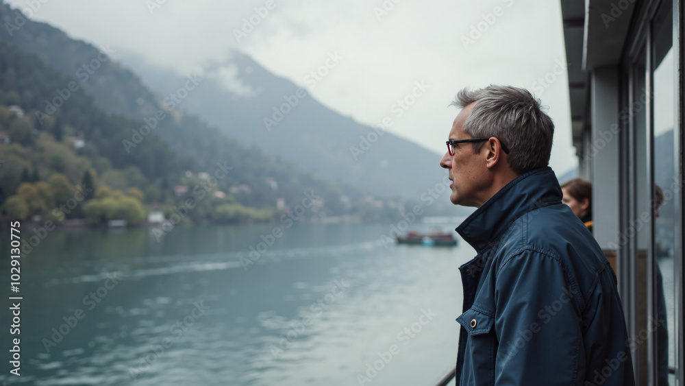 Senior man gazing at misty lake from train: Reflective travel moment for retirement and adventure blogs
Senior man gazing at misty lake from train: Reflective travel moment for retirement and adventure blogs