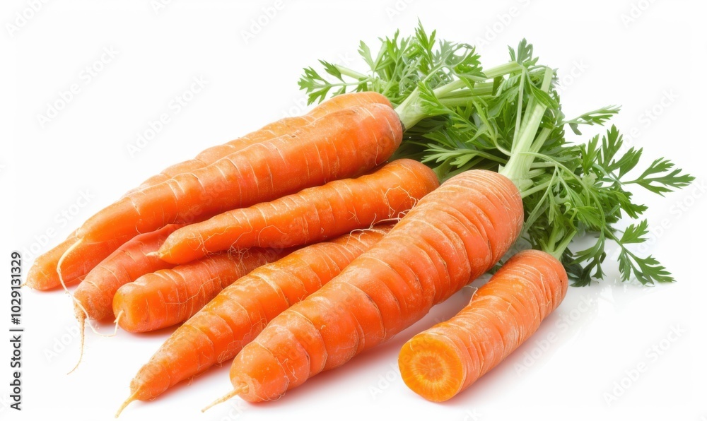 Freshly harvested carrots, white background, 4K hyperrealistic photo Freshly harvested carrots, white background, 4K hyperrealistic photo