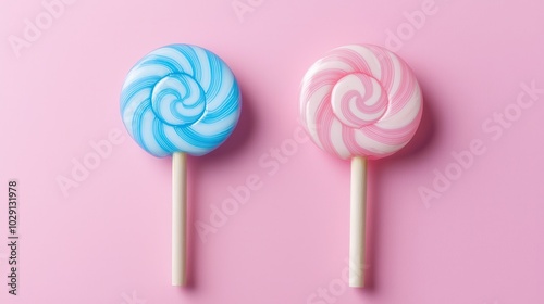 Colorful lollipops on a pink background, perfect for sweet-themed designs or illustrations.