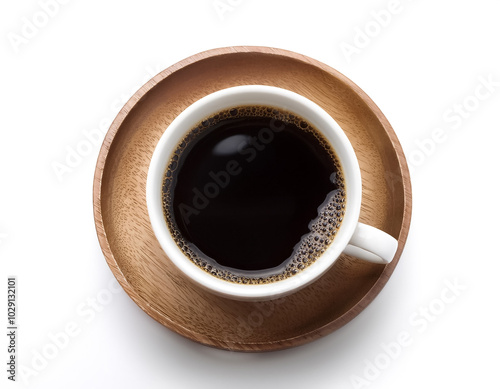 Black coffee in cup isolated on white background