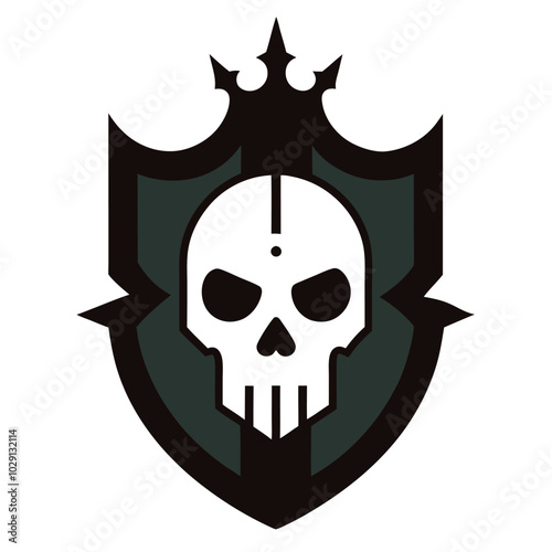 Gothic coat of arms with skull, grunge vintage vector design on white background