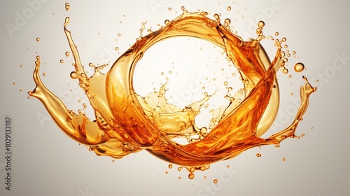 Close-up of oily liquid splashes arranged in a perfect circle