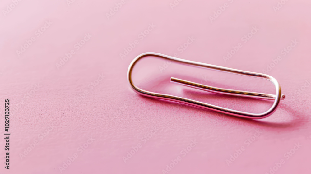 simple and elegant paperclip rests on soft pink surface, showcasing its sleek design and metallic shine. This captures essence of minimalism and functionality simple and elegant paperclip rests on soft pink surface, showcasing its sleek design and metallic shine. This captures essence of minimalism and functionality