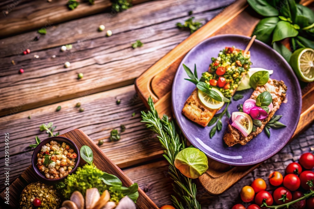 Rustic Food Photography with Beautiful Wood Background and Ample Text Space for Delicious Dishes and Recipes Rustic Food Photography with Beautiful Wood Background and Ample Text Space for Delicious Dishes and Recipes